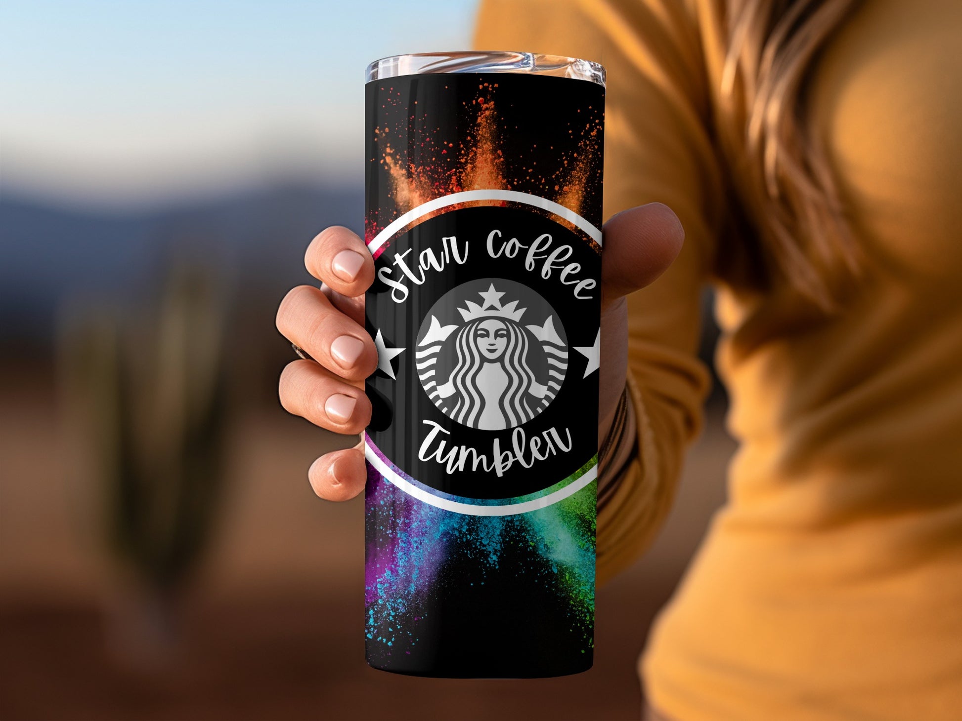 Colorful Star Coffee Tumbler for Hot and Cold Drinks