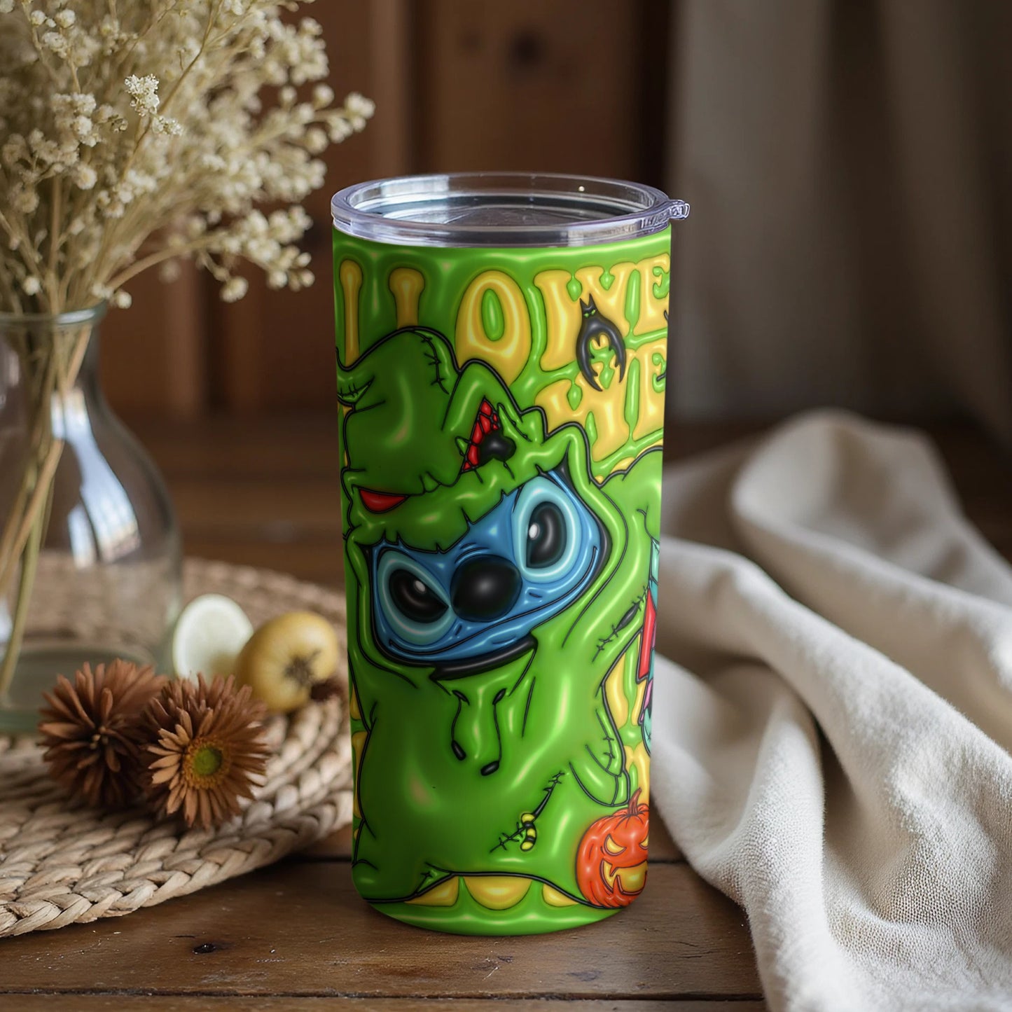 Fun Halloween Themed Green Monster Tumbler