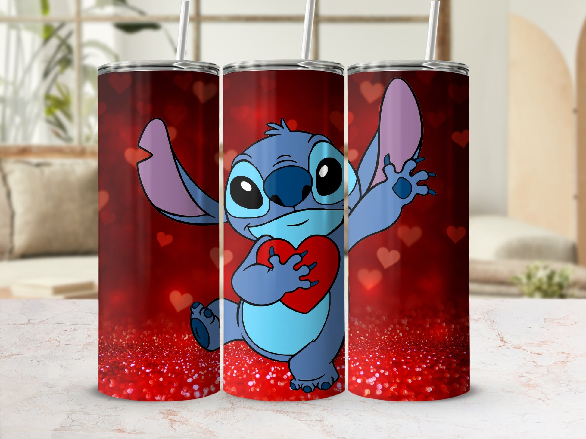 Cute Cartoon Character Heart Design Tumbler Cup