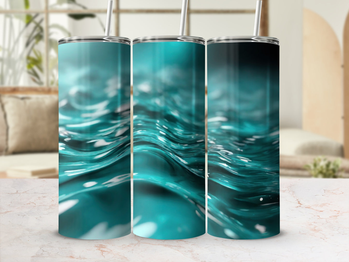 Deep Teal Liquid Waves Ocean Surface Effect Tumbler product type