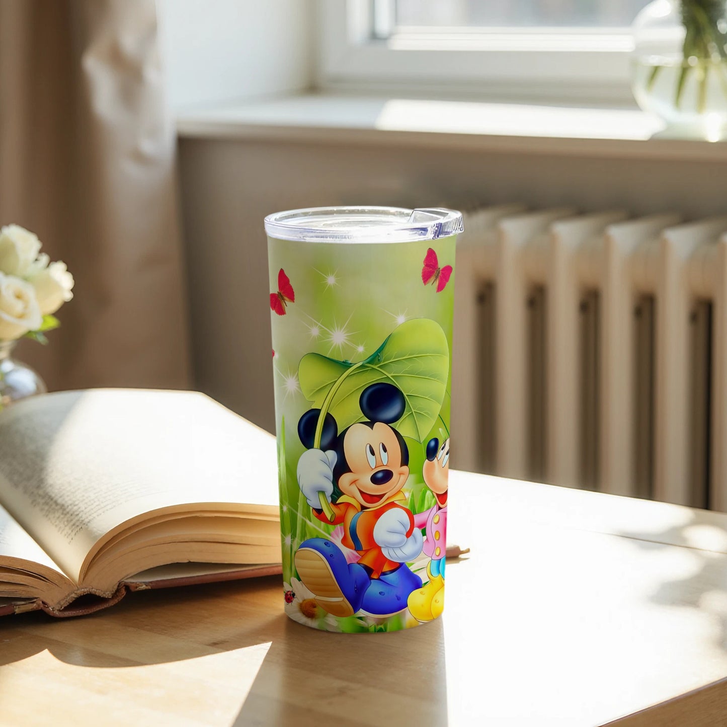 Vibrant Mickey Mouse Tumbler with Butterfly Design