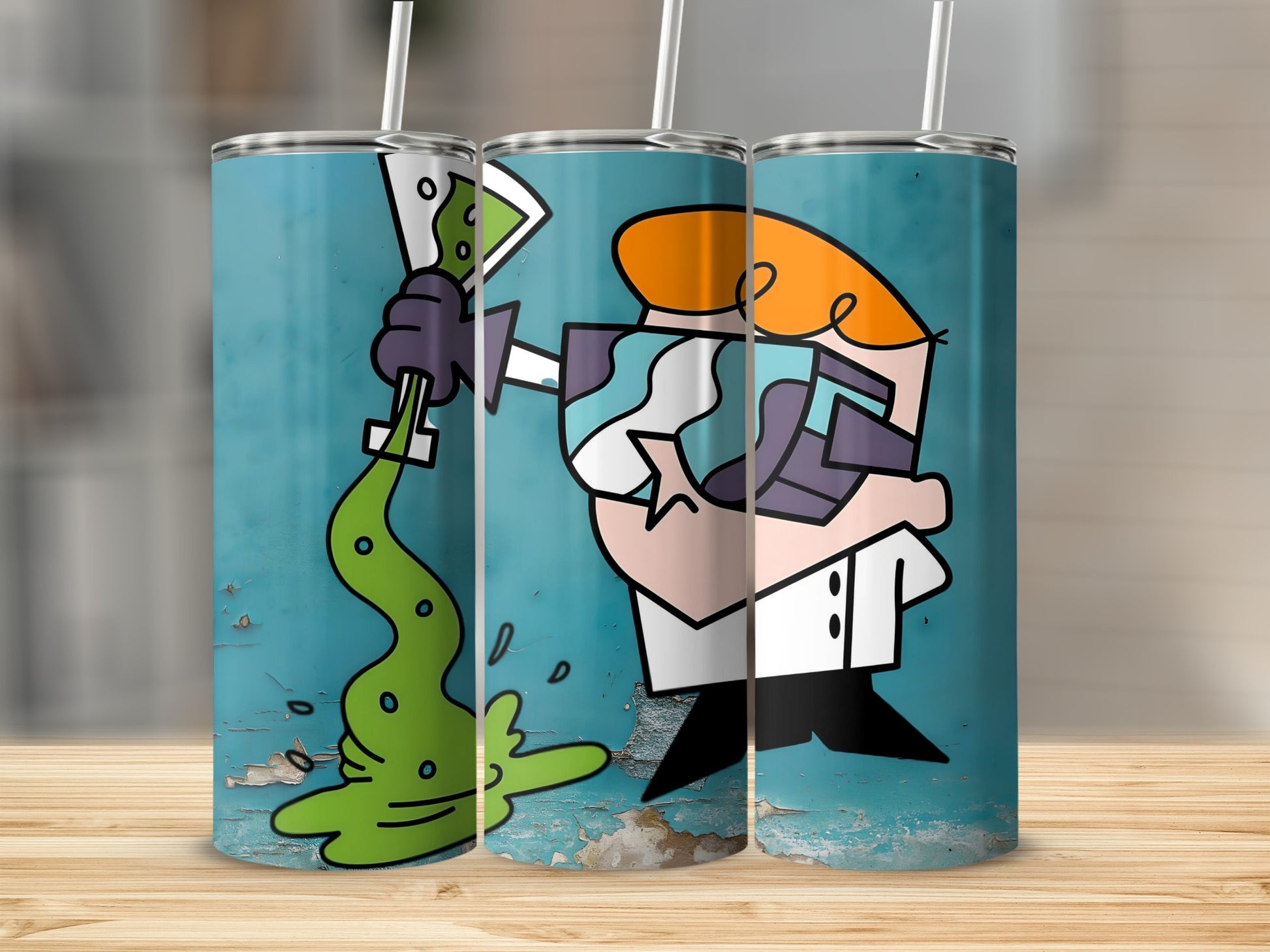 Cartoon Scientist Art Design Tumbler with Straw