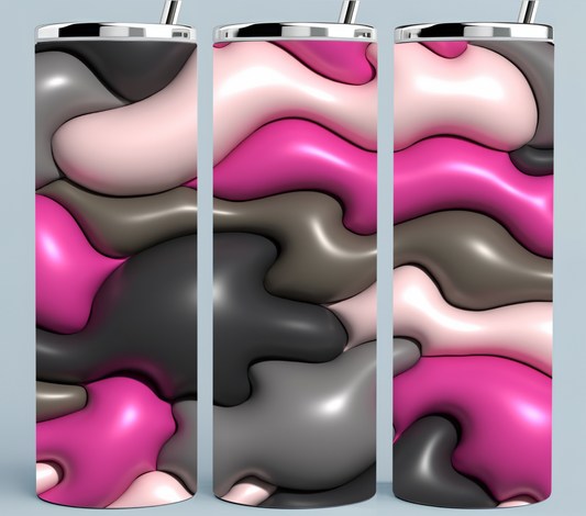 3D Inflated Pink and Gray Camoflauge