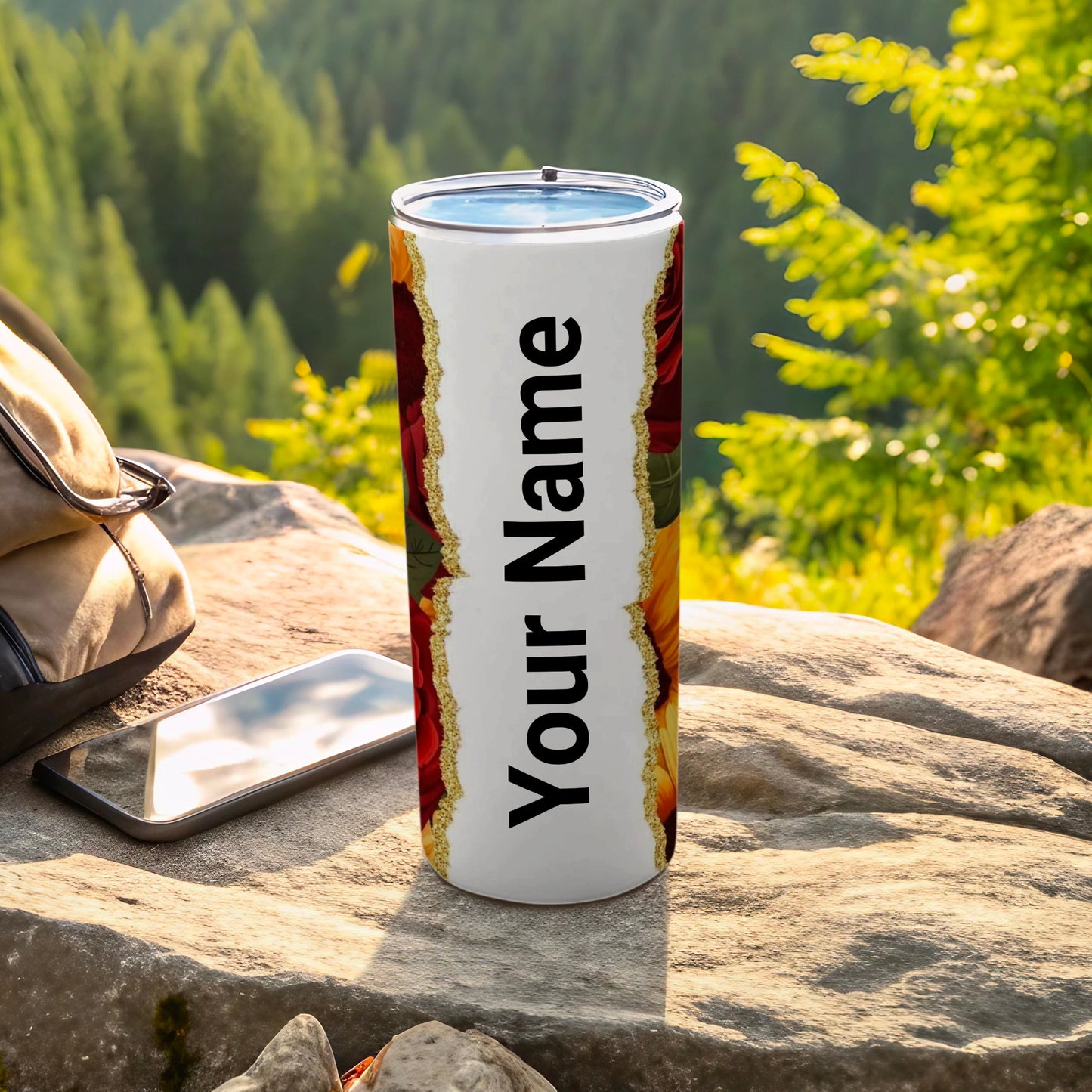 Customizable Travel Mug with Vibrant Floral Design