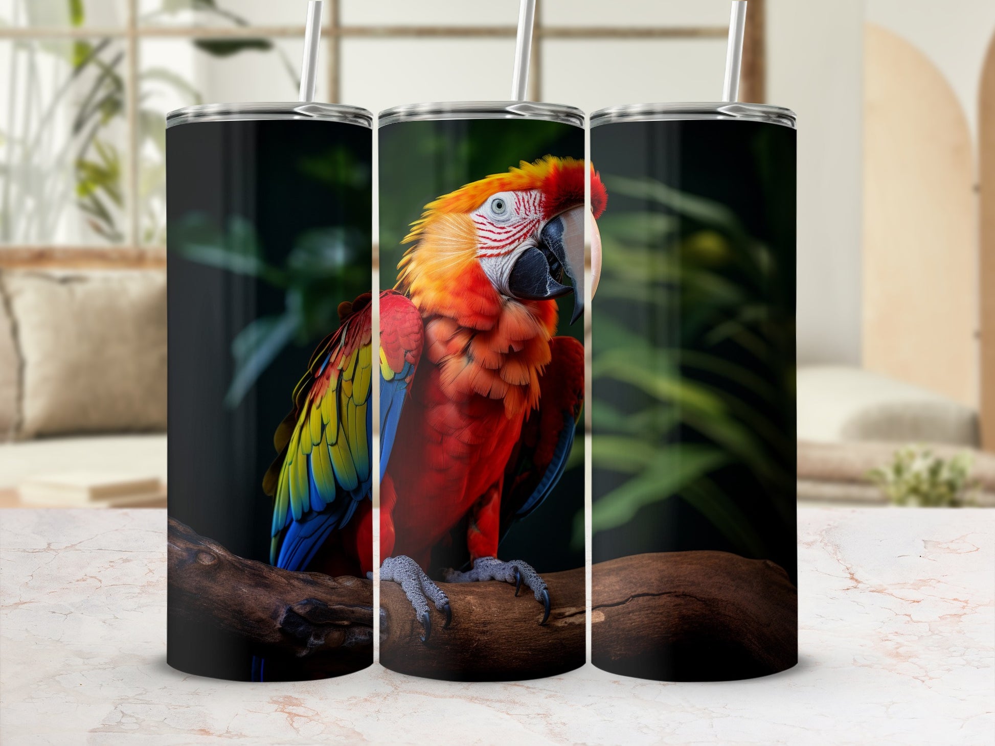 Colorful Macaw Parrot Branch Scene Wildlife Bird Art product type