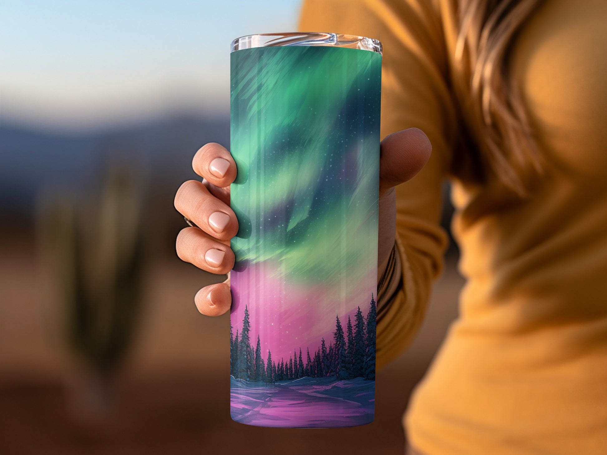 Northern Lights Landscape Design Travel Mug