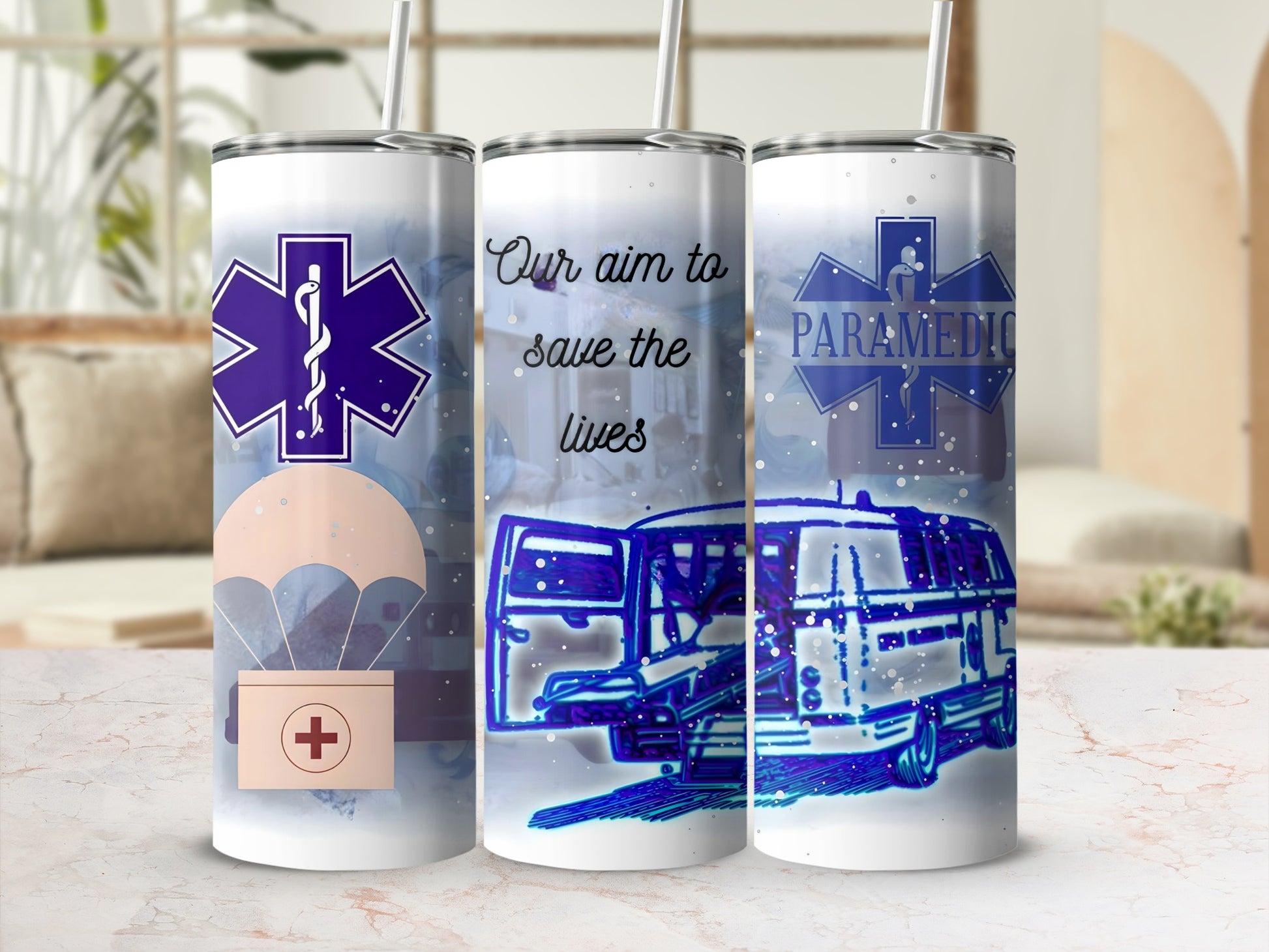 Paramedic Inspired Travel Tumbler with EMS Symbol