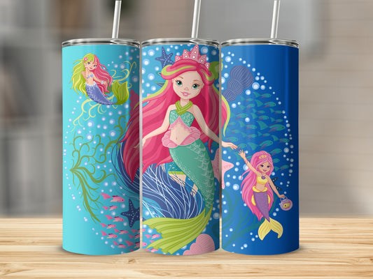 Colorful Mermaid-Themed Tumbler for Kids and Adults