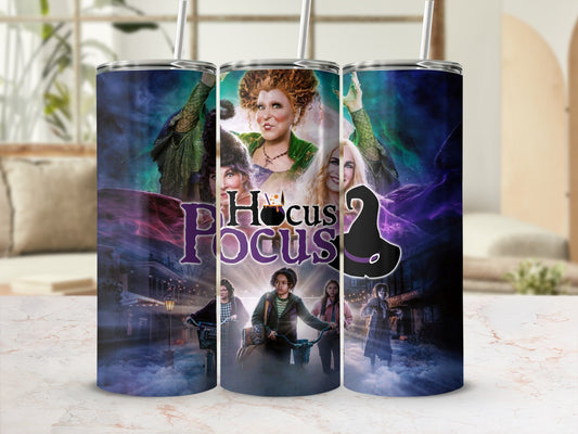 Hocus Pocus themed insulated tumbler with straw