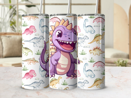 Dinosaur Themed Tumbler Cup With Straw Lid for Kids