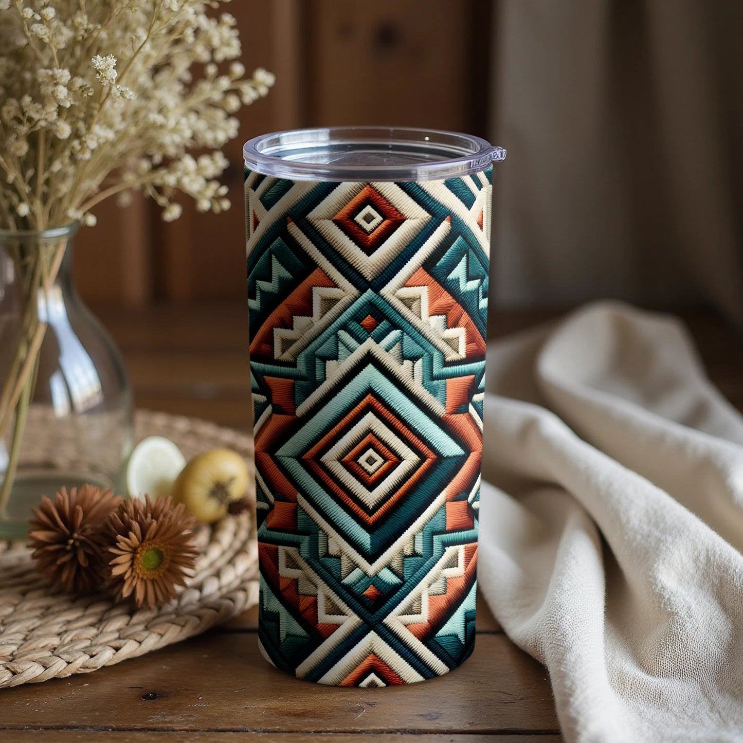 Geometric Pattern Insulated Tumbler Travel Mug Drinkware