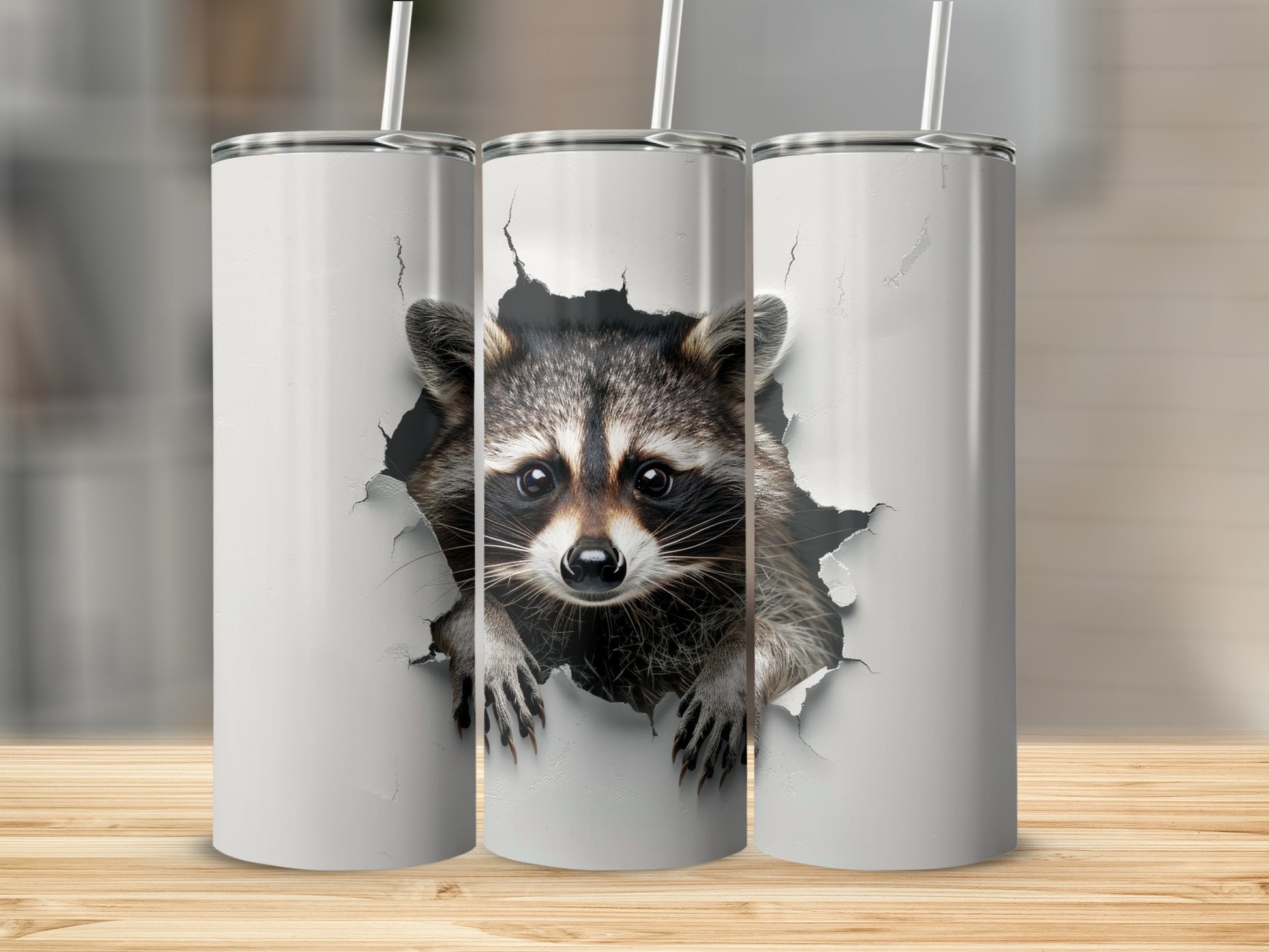 Cute Raccoon Peeking Tumbler Animal Design product type