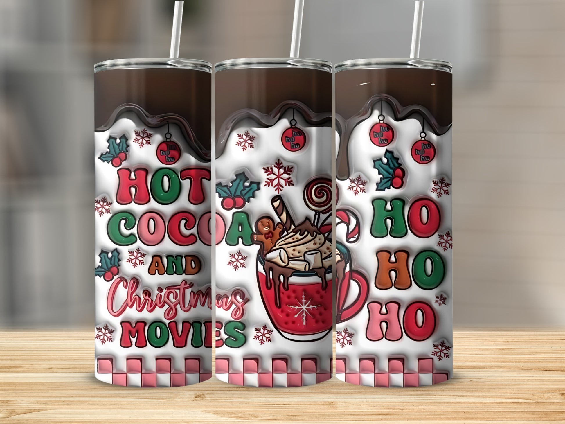 Hot Cocoa and Christmas Movies Ho Ho Ho tumbler product