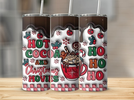 Hot Cocoa and Christmas Movies Ho Ho Ho tumbler product