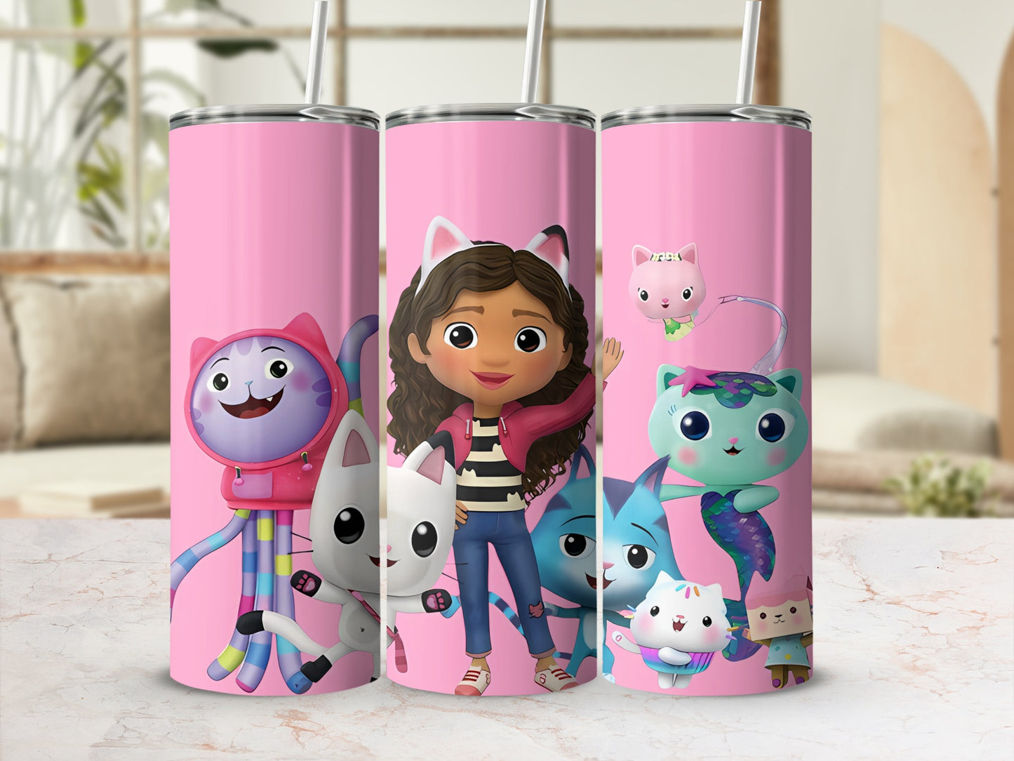 Colorful Cat Characters Tumbler for Kids Drinkware