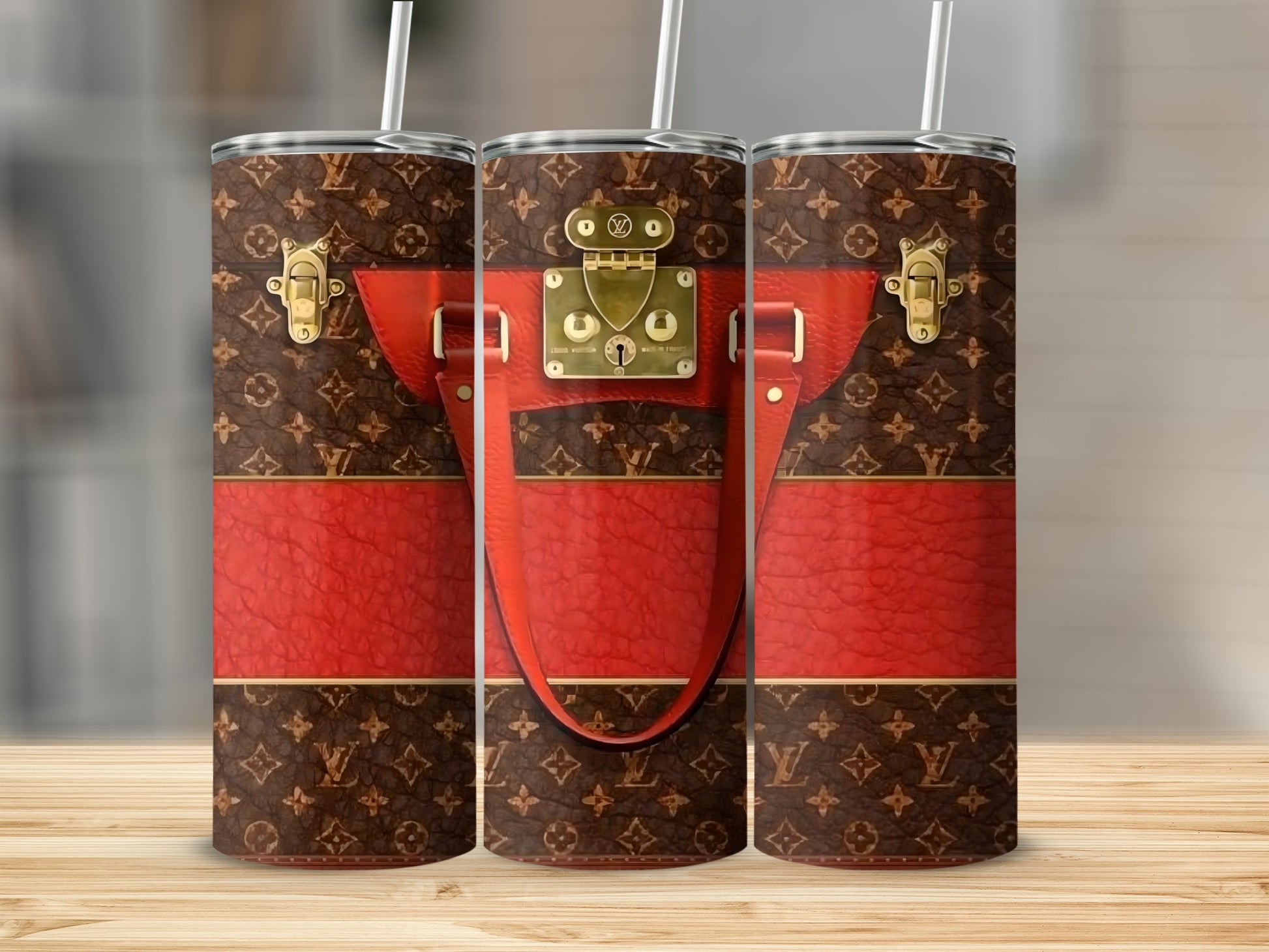 Brown and Red Patterned Luxury Design Tumbler