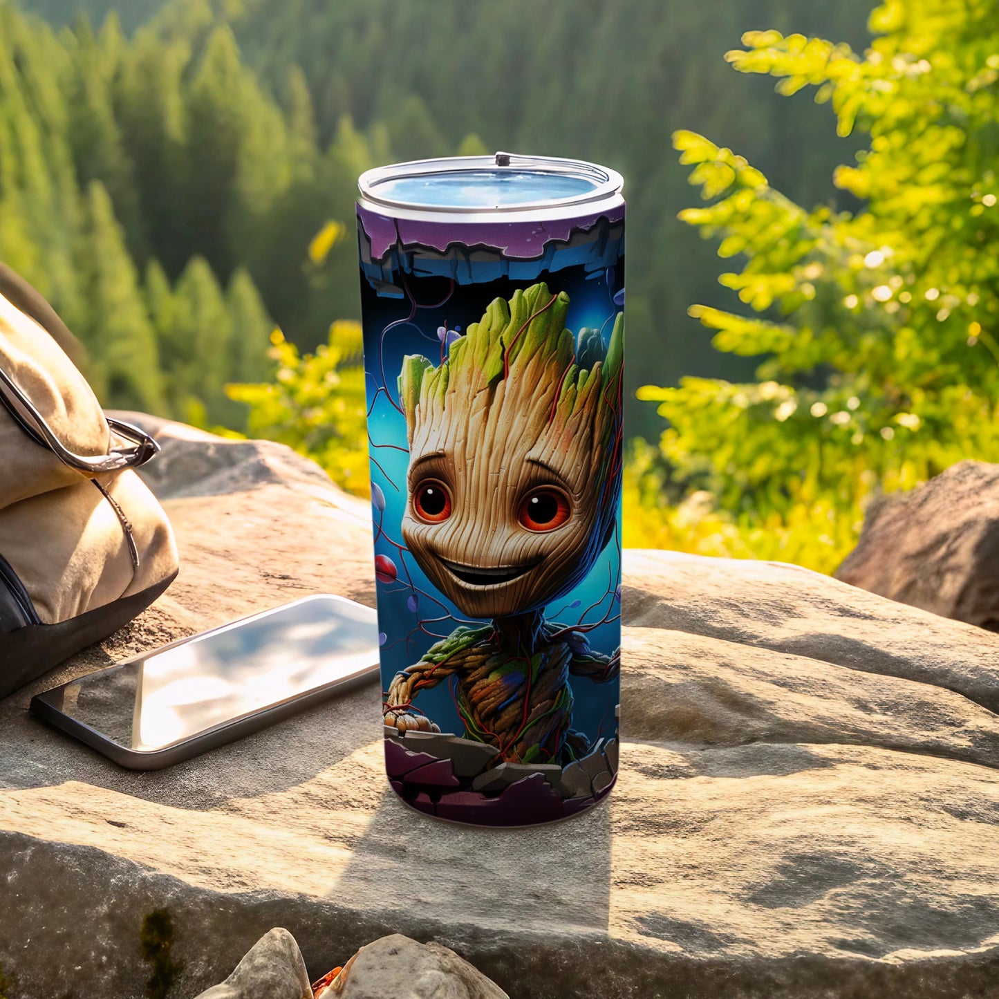 Adorable Grooving Baby Groot Steel Travel Tumbler