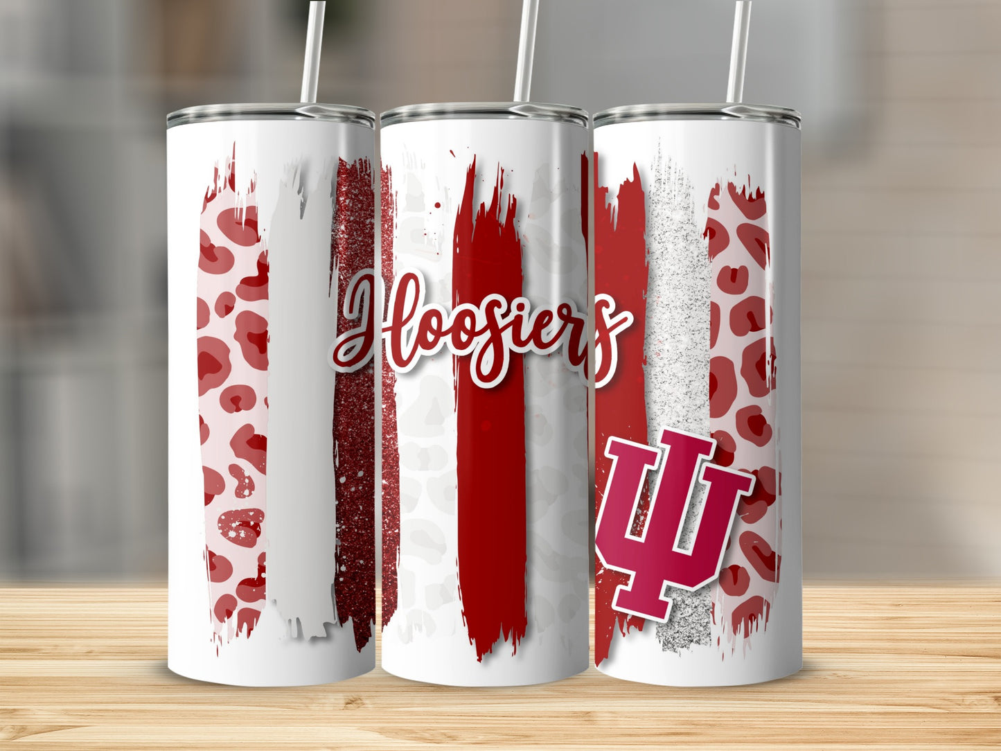 Hoosiers University Indiana Print Striped Design Tumblers