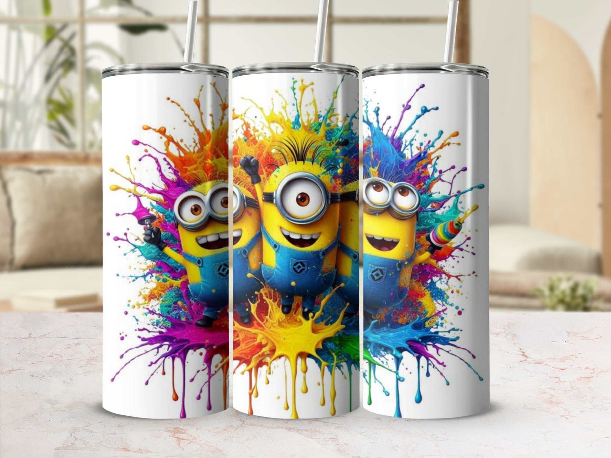 Colorful Funny Characters Splash Design Tumbler Set