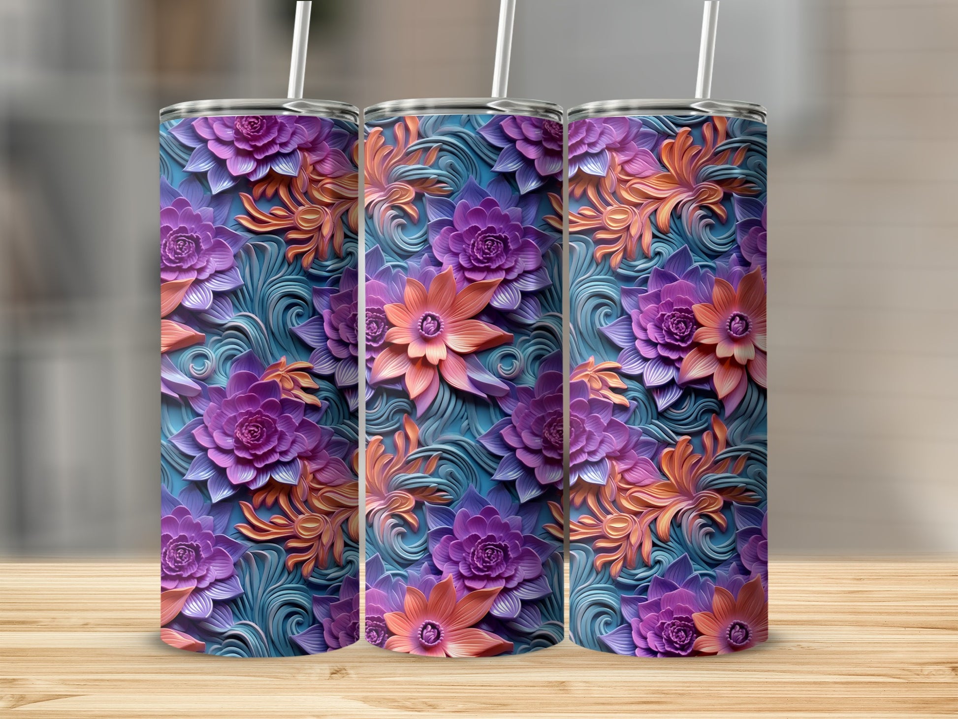 Colorful Floral Print Insulated Stainless Steel Tumbler