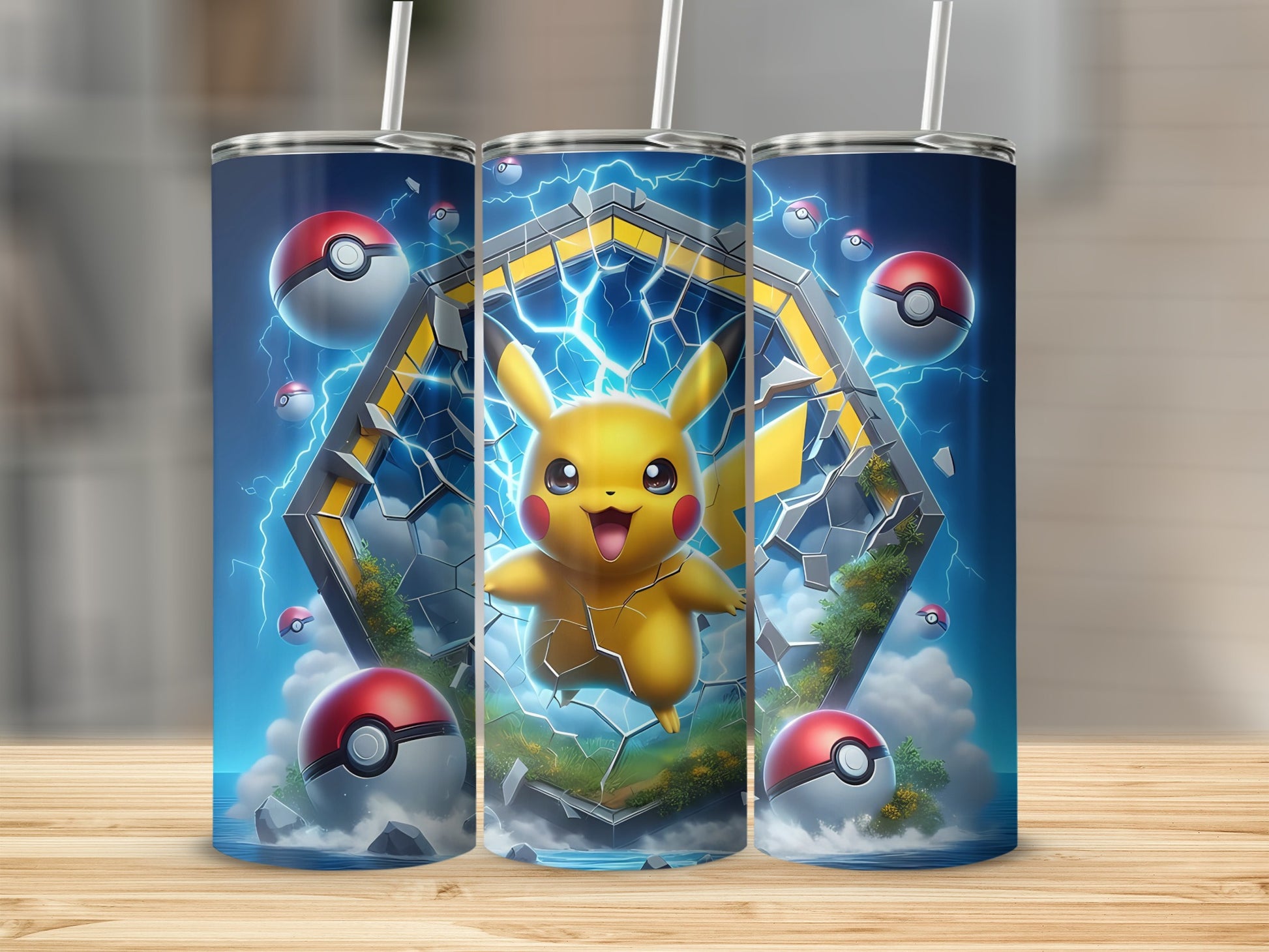 Pikachu and Pokeball Lightning Tumbler Cup