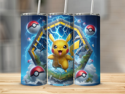 Pikachu and Pokeball Lightning Tumbler Cup