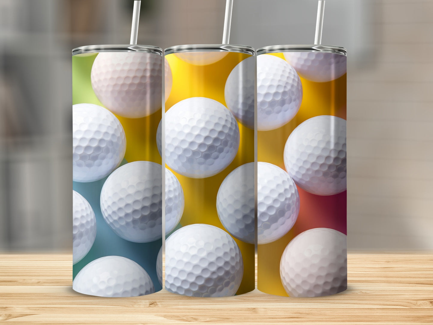 Colorful Golf Ball Print Tumbler Cups for Beverage