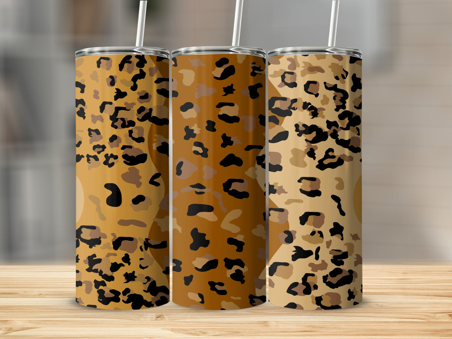 Leopard Print Tumbler with Straw Drinking Product