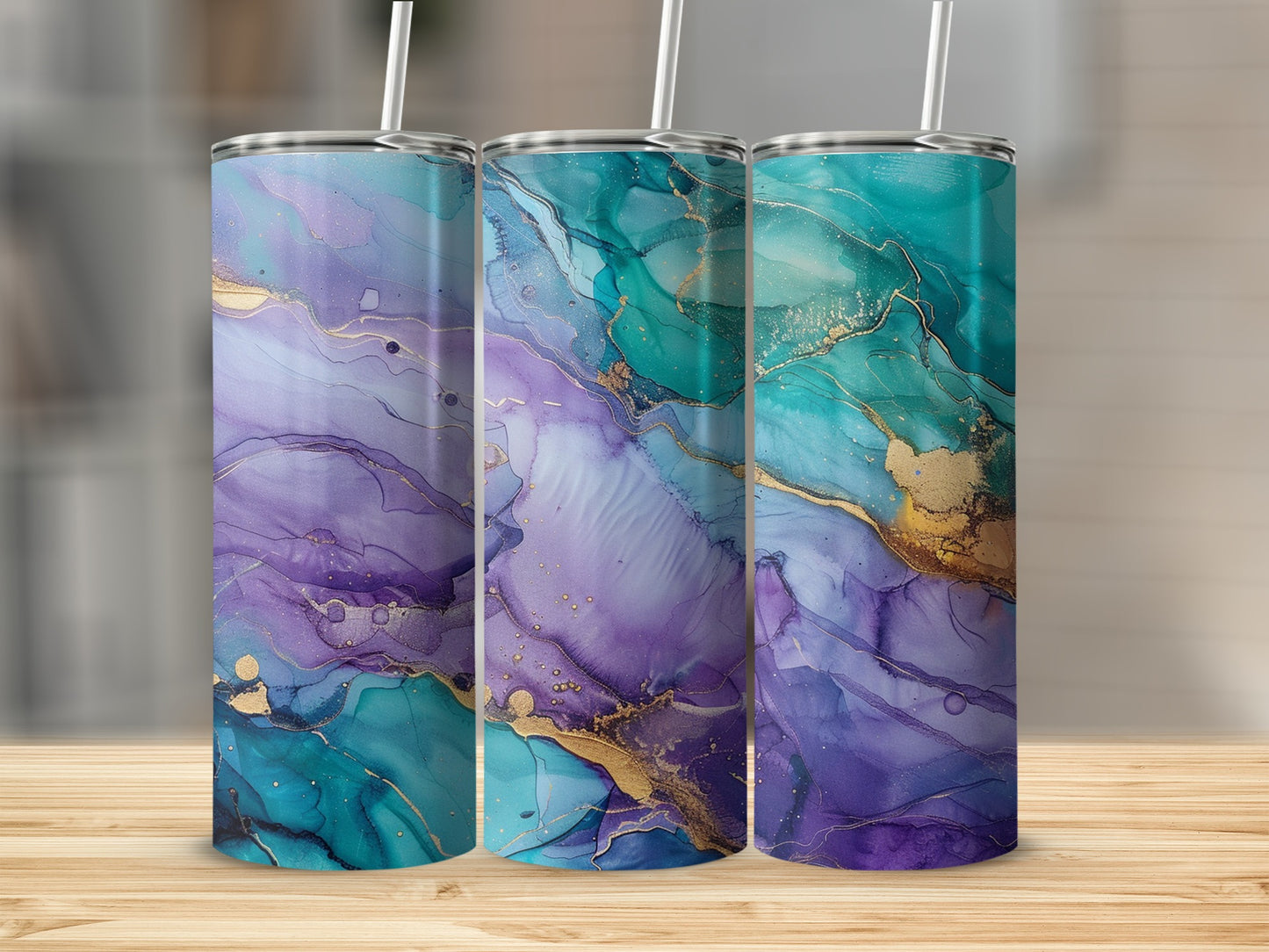 Colorful Abstract Marble Design Insulated Tumbler Product