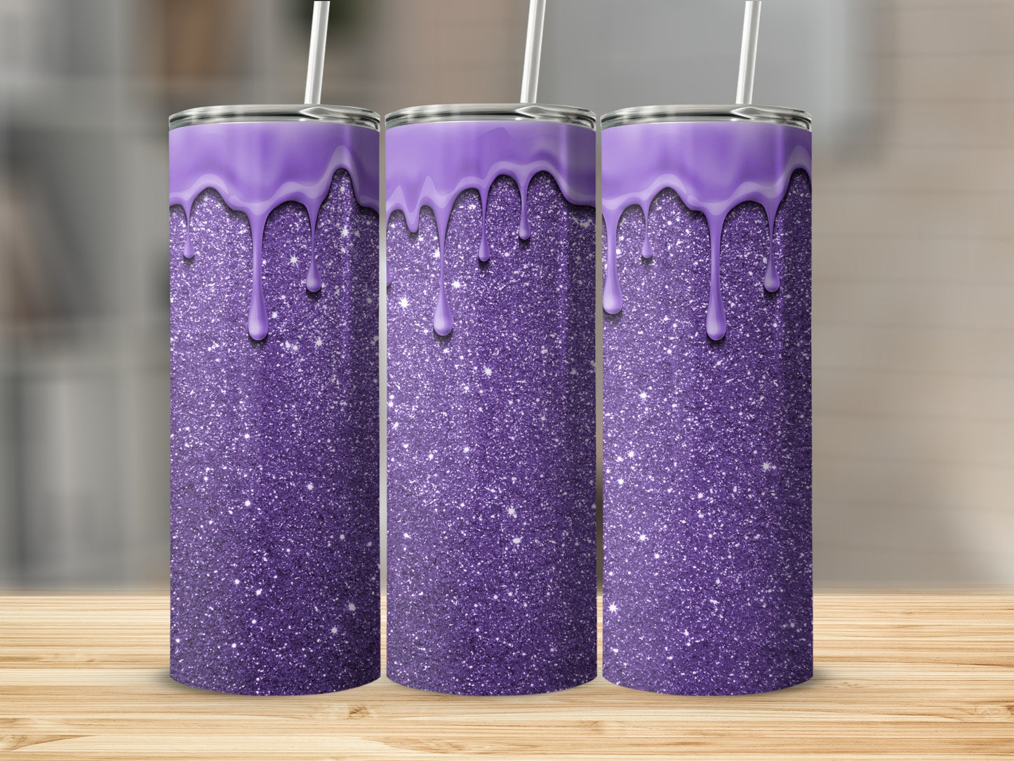 Sparkling Purple Glitter Drip Tumbler Collection