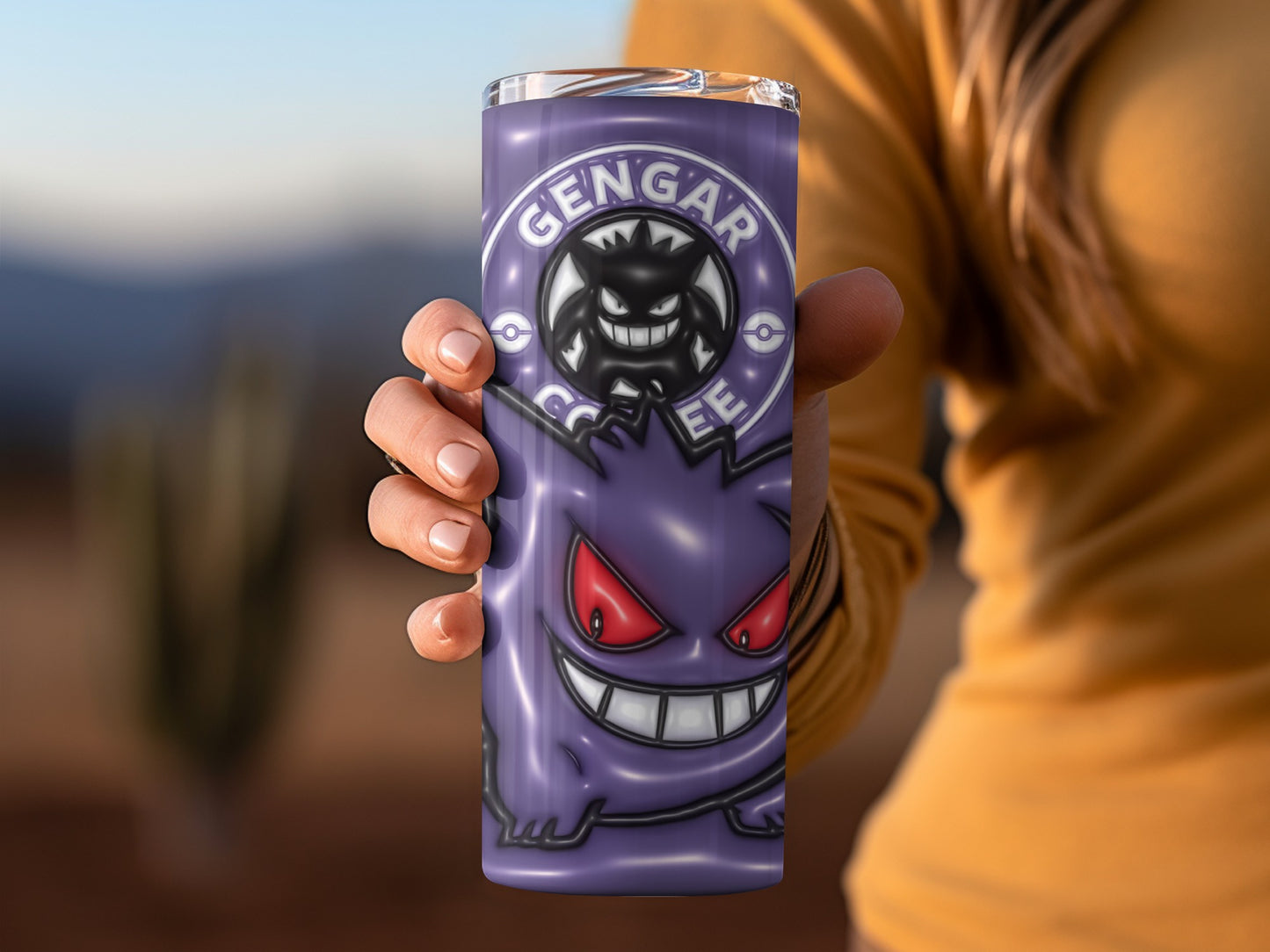 Gengar Coffee Logo Purple Design Tumblers Drinkware