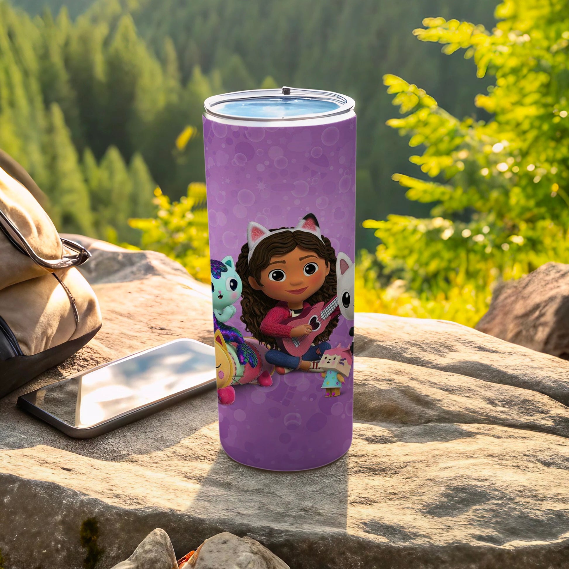 Cute Cartoon Characters Purple Themed Tumbler Cup