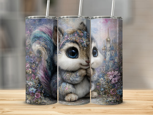 Cute Floral Fantasy Squirrel Tumbler for Coffee Lovers