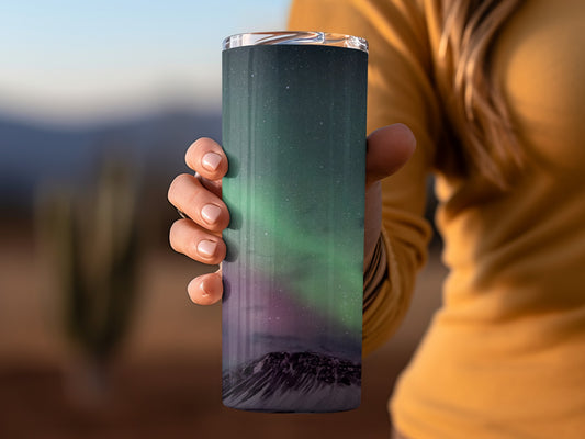 Handheld Northern Lights Design Insulated Tumbler