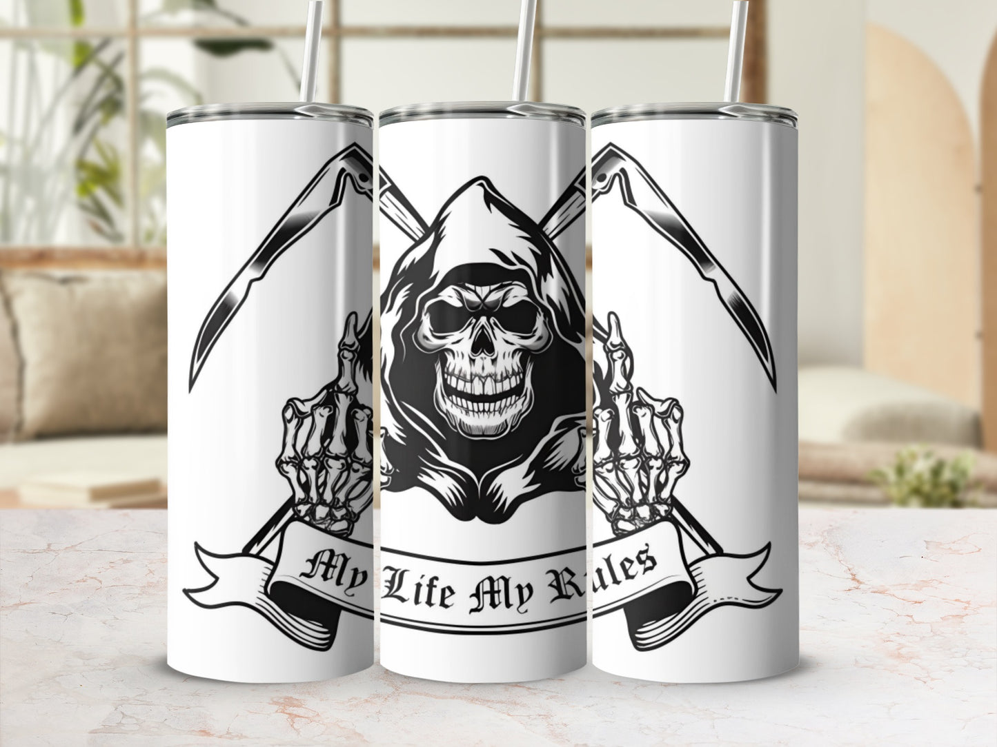 Grim Reaper My Life My Rules Travel Tumbler