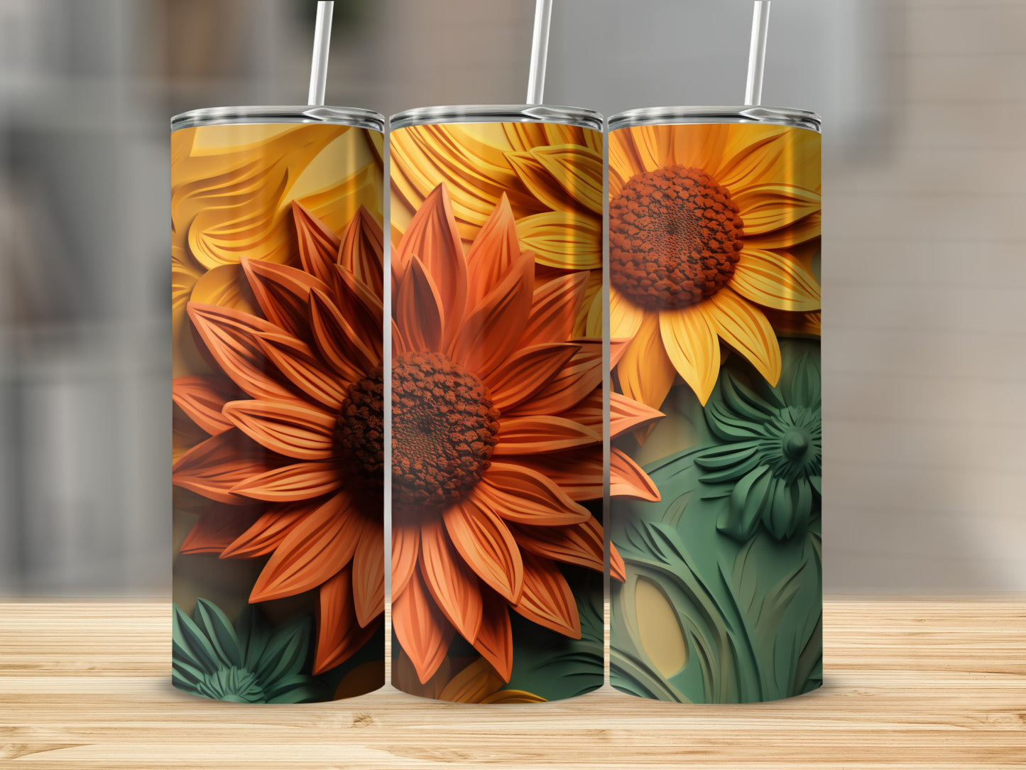 Stunning Floral Design Sunflower Pattern Tumbler