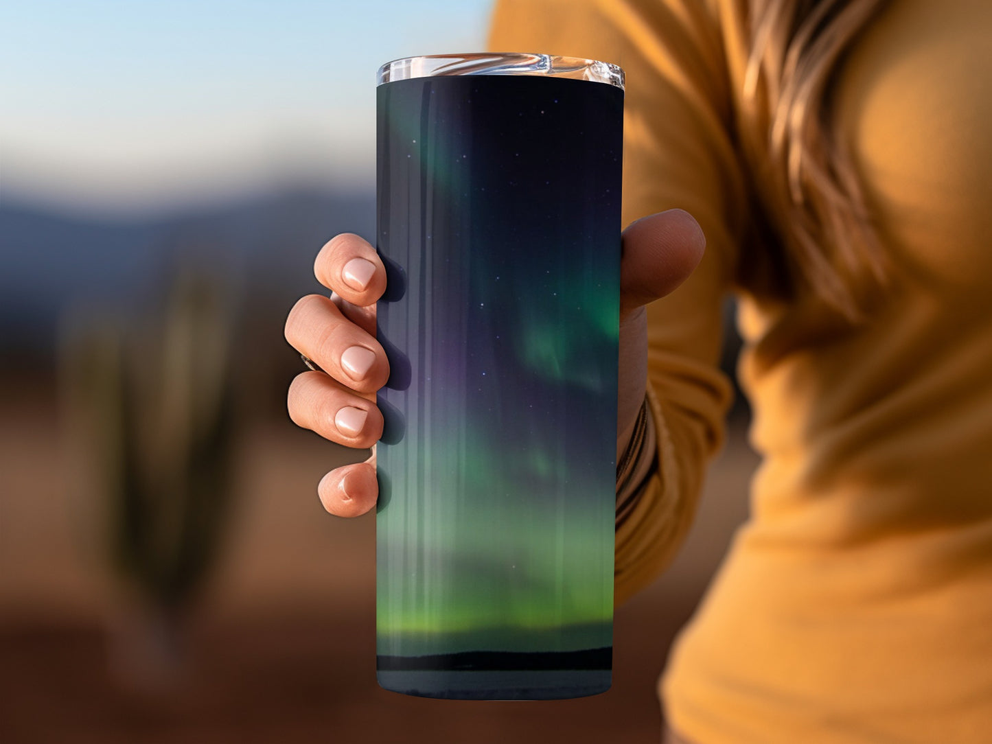 Aurora Borealis Design Tall Stainless Steel Tumbler