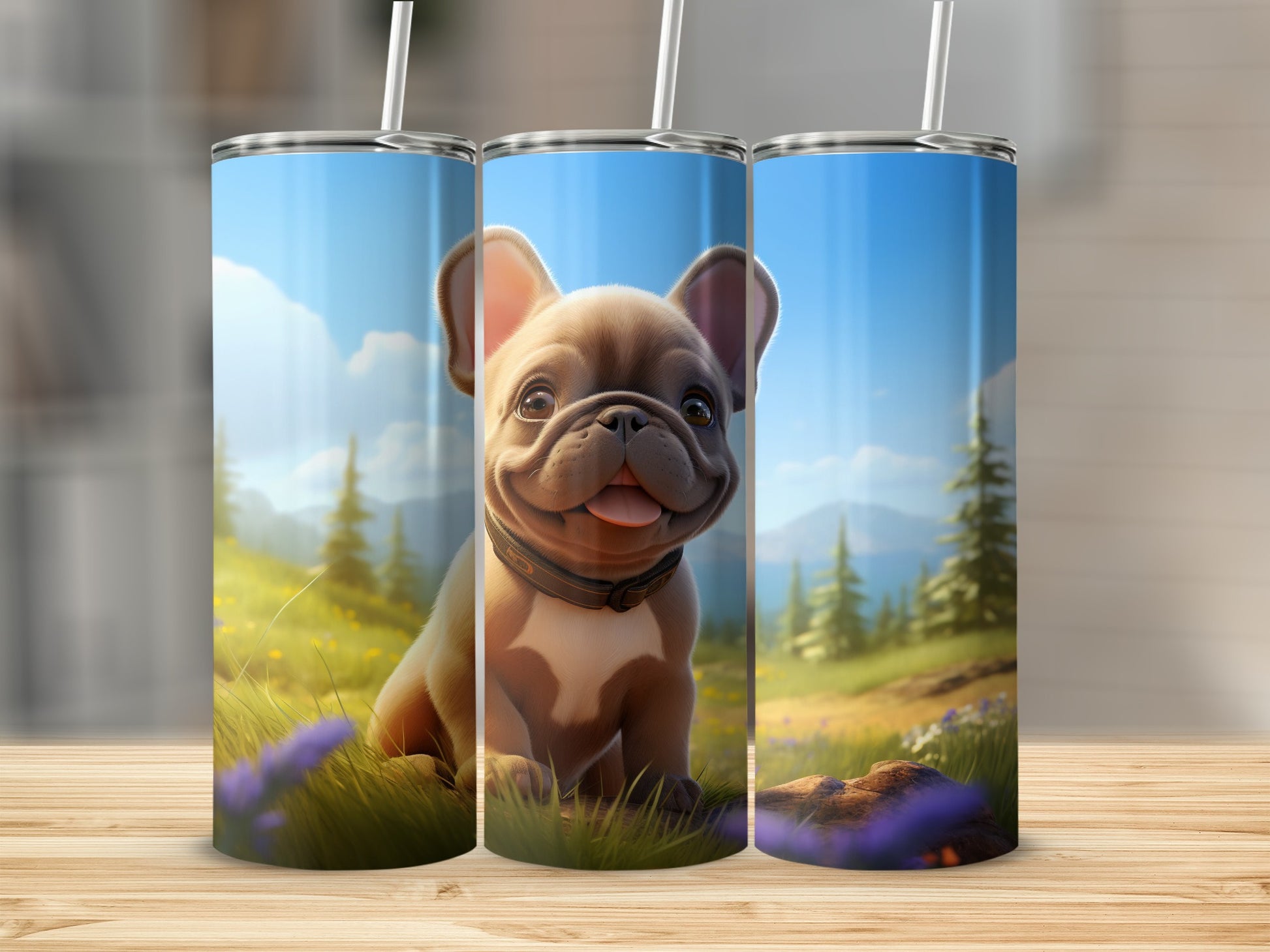 Adorable French Bulldog Artwork on Drinkware Design