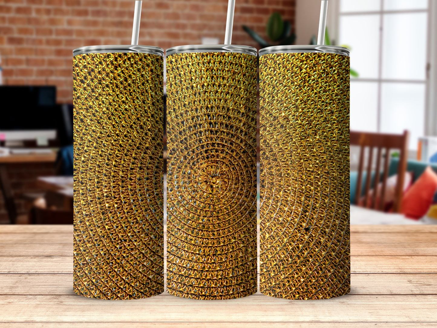 Abstract Spiral Pattern Insulated Tumbler Design