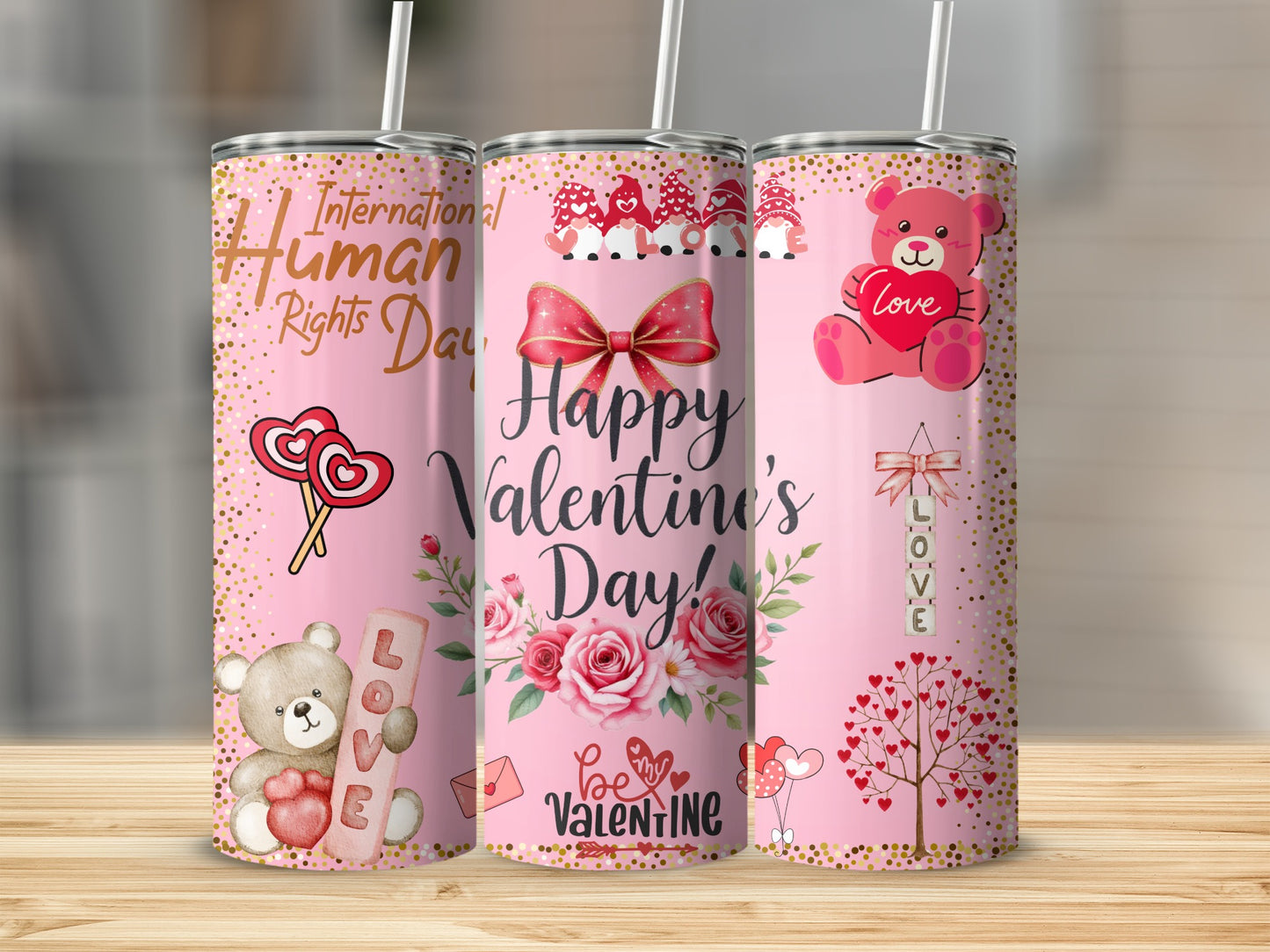 Festive Valentine's and Human Rights Day Tumbler Gift
