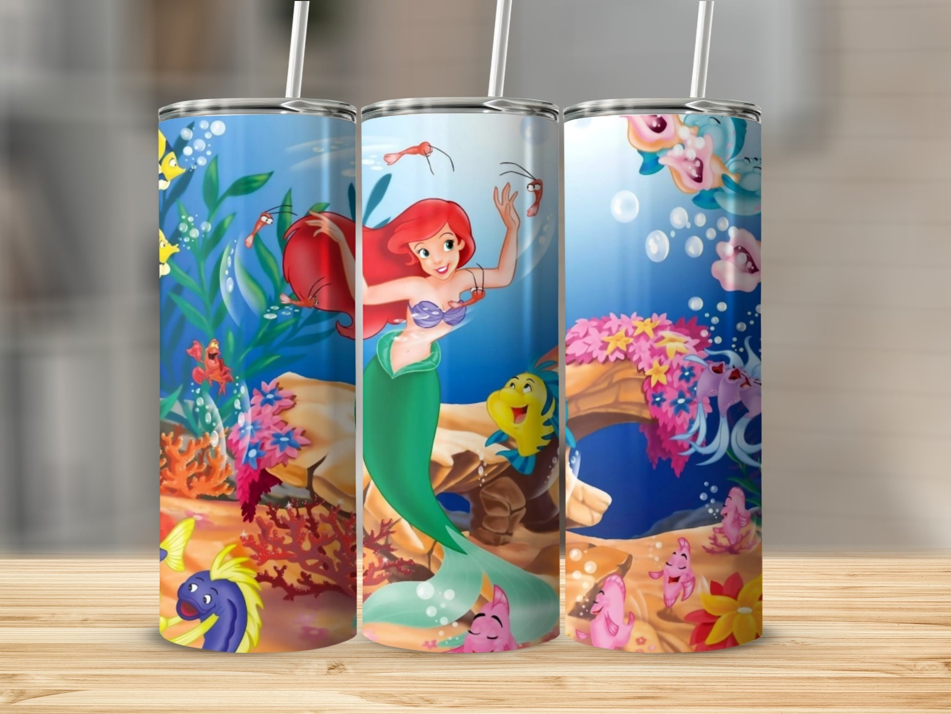 Vibrant Mermaid Underwater Theme Stainless Steel Tumbler