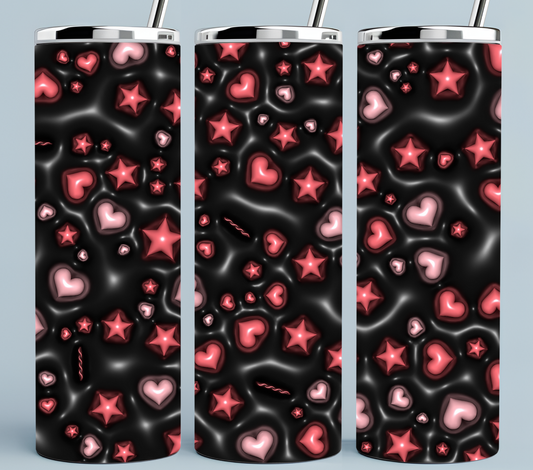 Pink stars and hearts tumbler