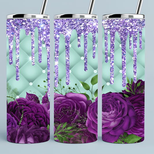 Purple Roses and Glitter Tumbler