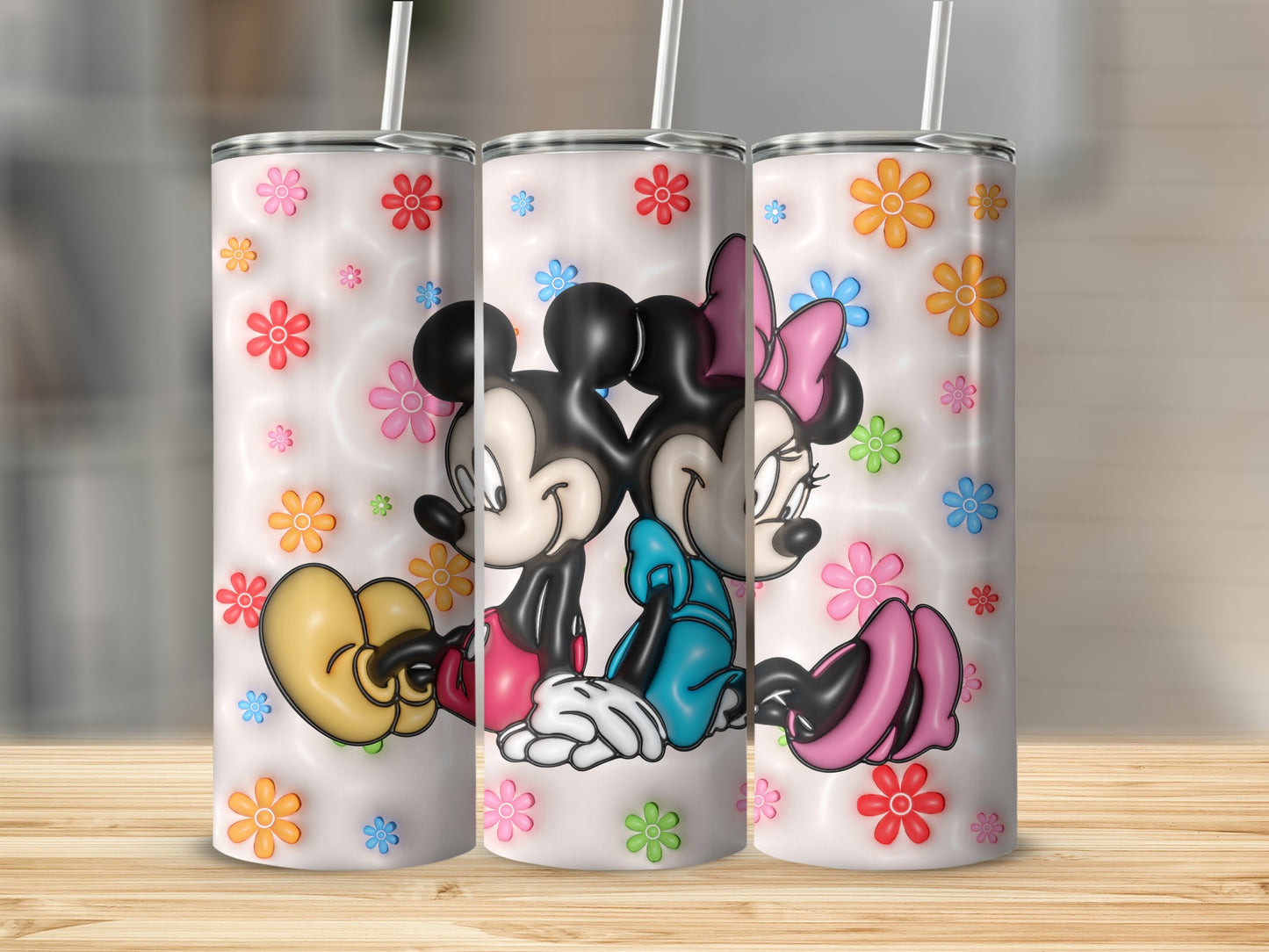 Floral Design Mickey and Minnie Tumblers Product