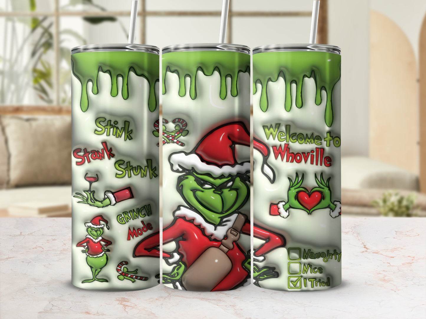 Grinch Welcome to Whoville Christmas Tumbler Cup