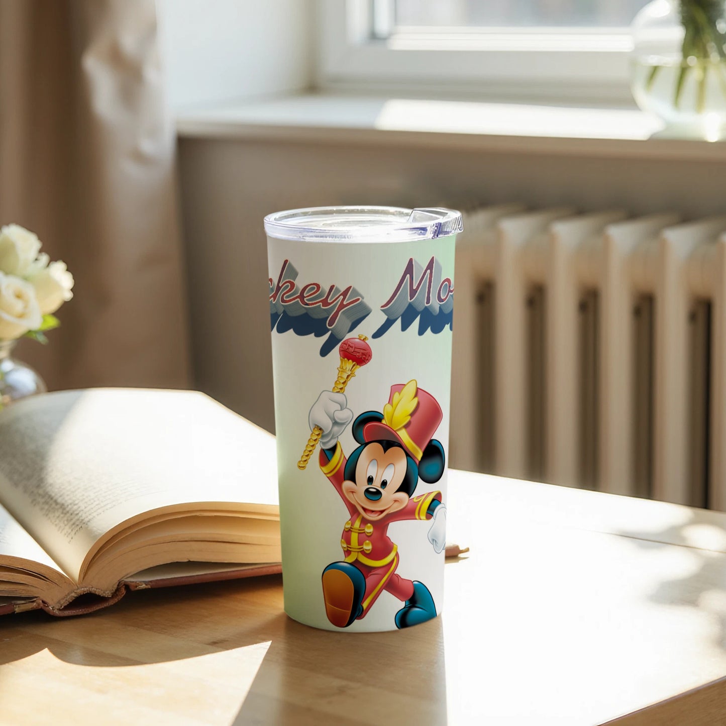 Mickey Mouse Firefighter Art on Travel Tumbler Cup