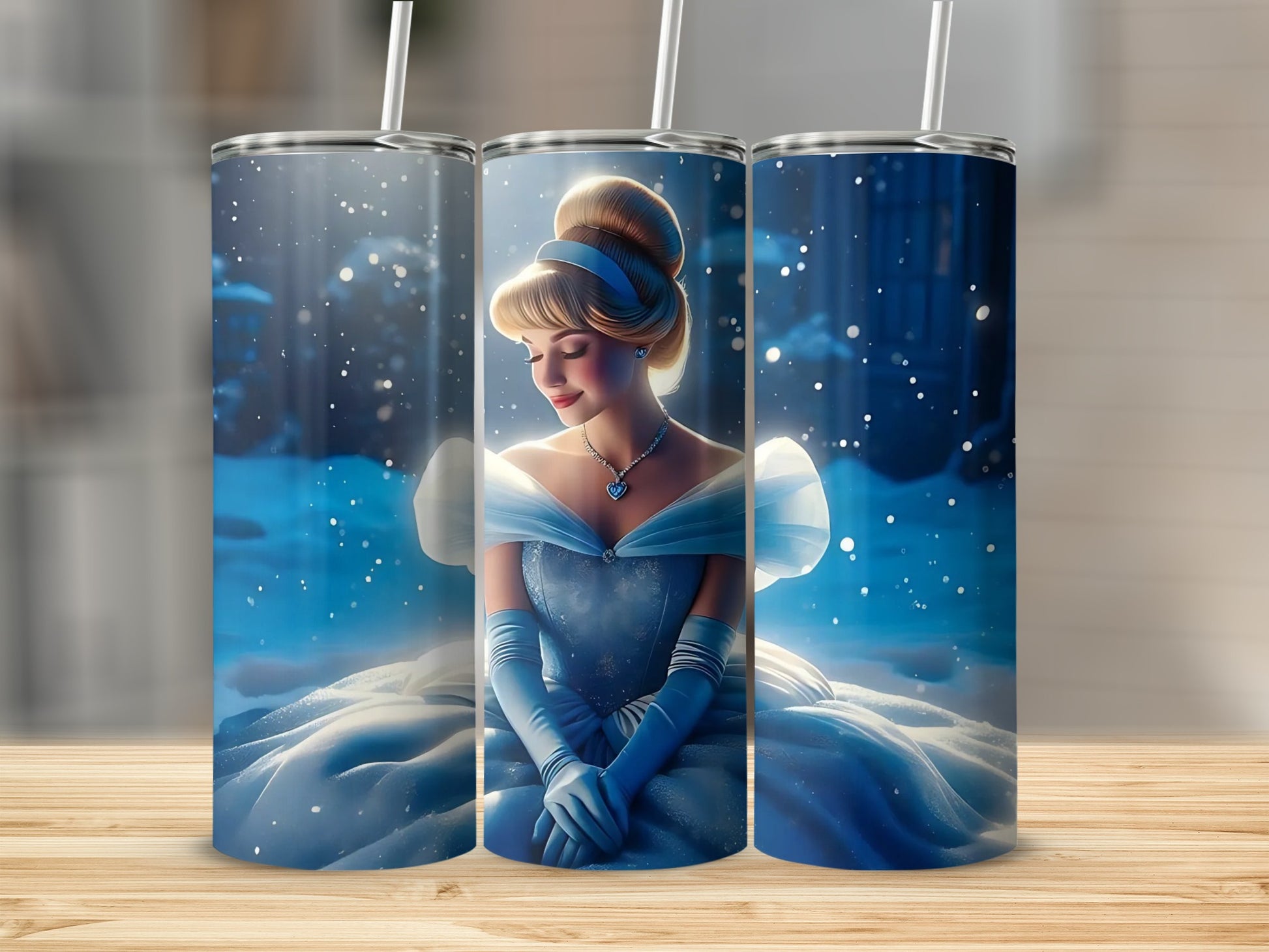 Elegant Fairy Tale Princess Design Tumbler with Lid