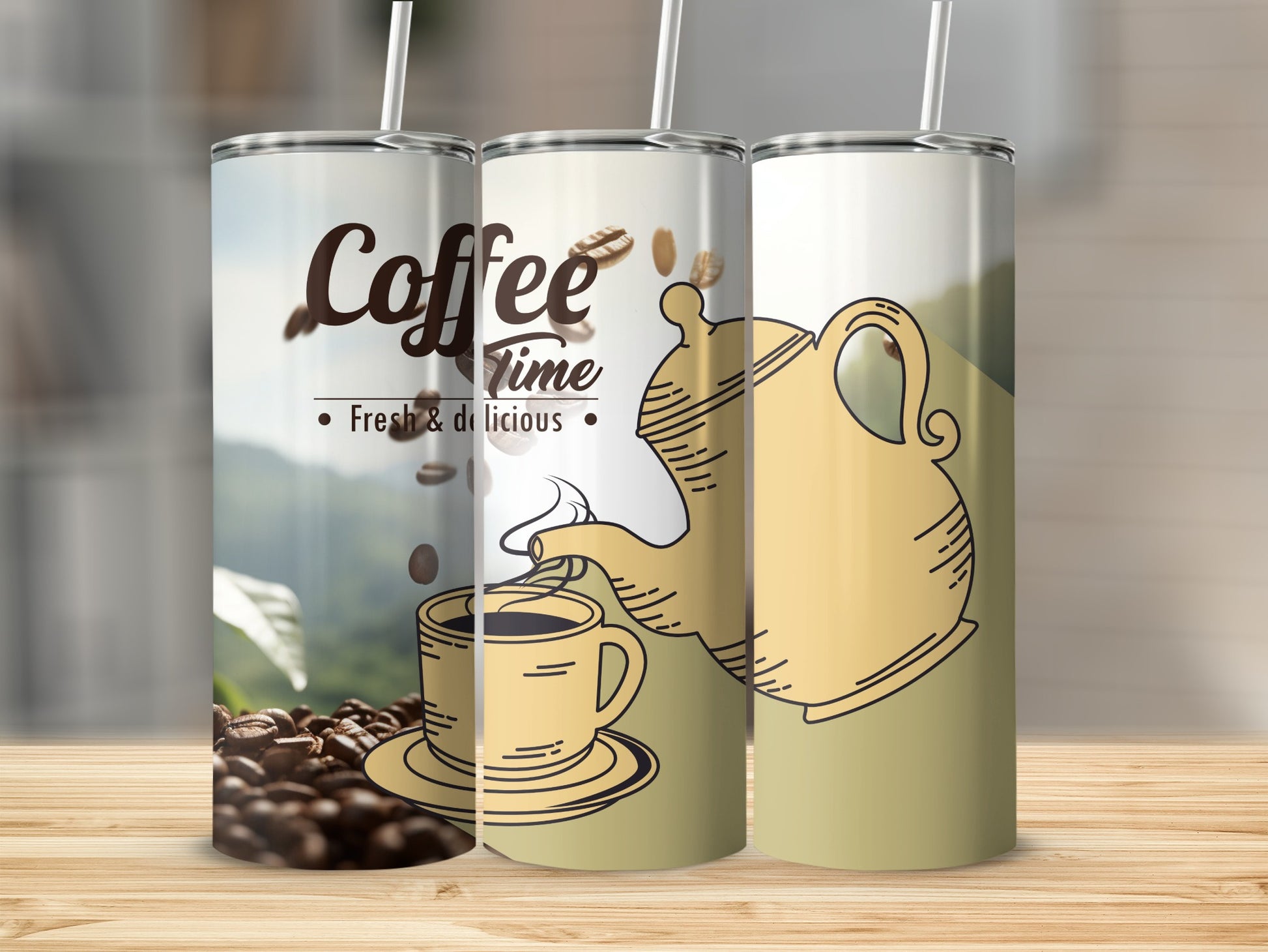 Coffee Time Fresh and Delicious Tumbler Bottle