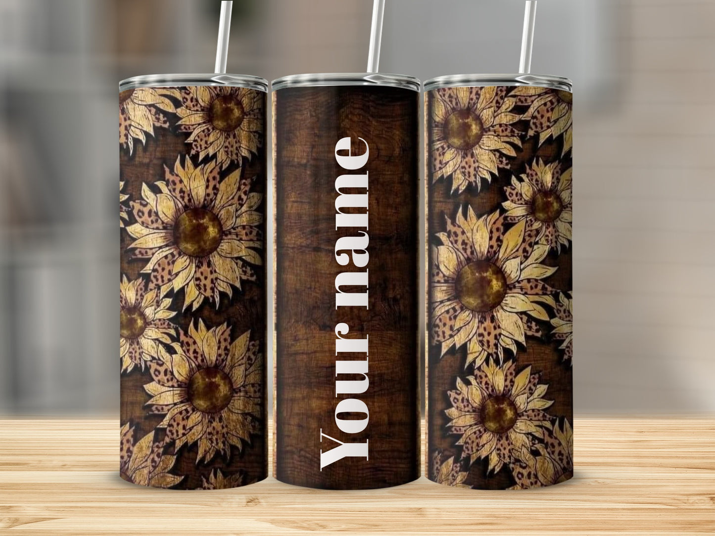 Personalized Sunflower Design Insulated Tumbler Cup