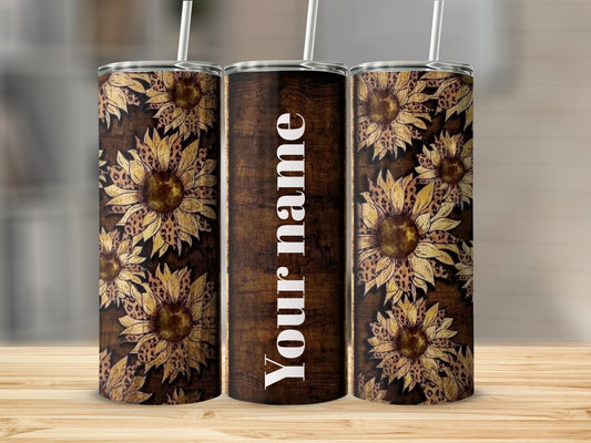 Personalized Sunflower Design Insulated Tumbler Cup